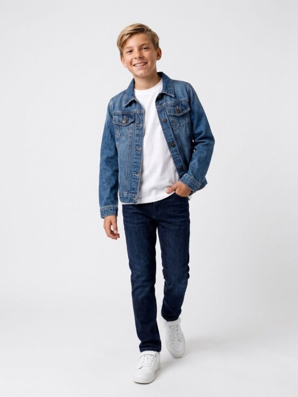 Carters Kid Denim Jacket Size 14/14A Classic Blue Casual Layer With Button Front
